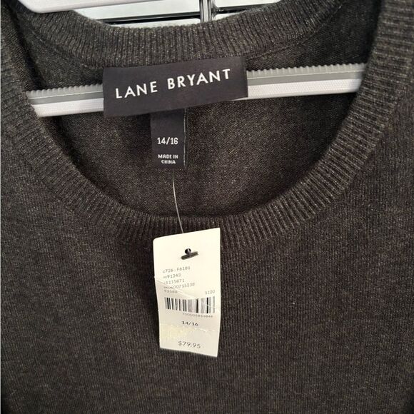 Lane Bryant Long Sleeve Wrap Sweater Gray Midi Dress NWT - Picture 3 of 12